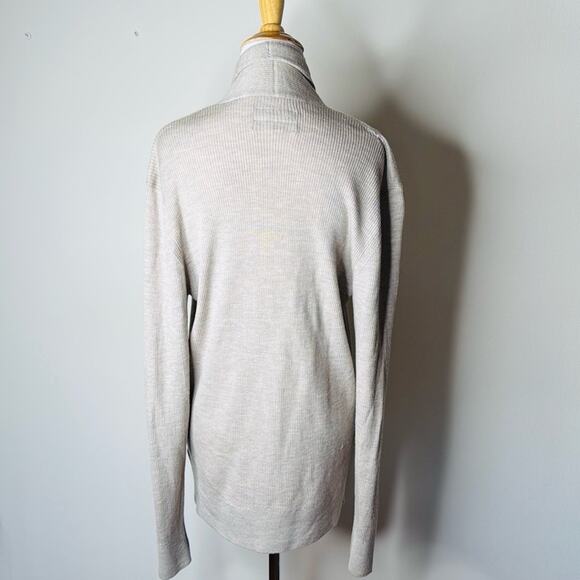 All Saints Boston Taupe Mode Merino Ramskull Open Cardigan - Picture 7 of 8